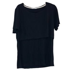 Smallshow Black Short Sleeve Nursing Tops Two